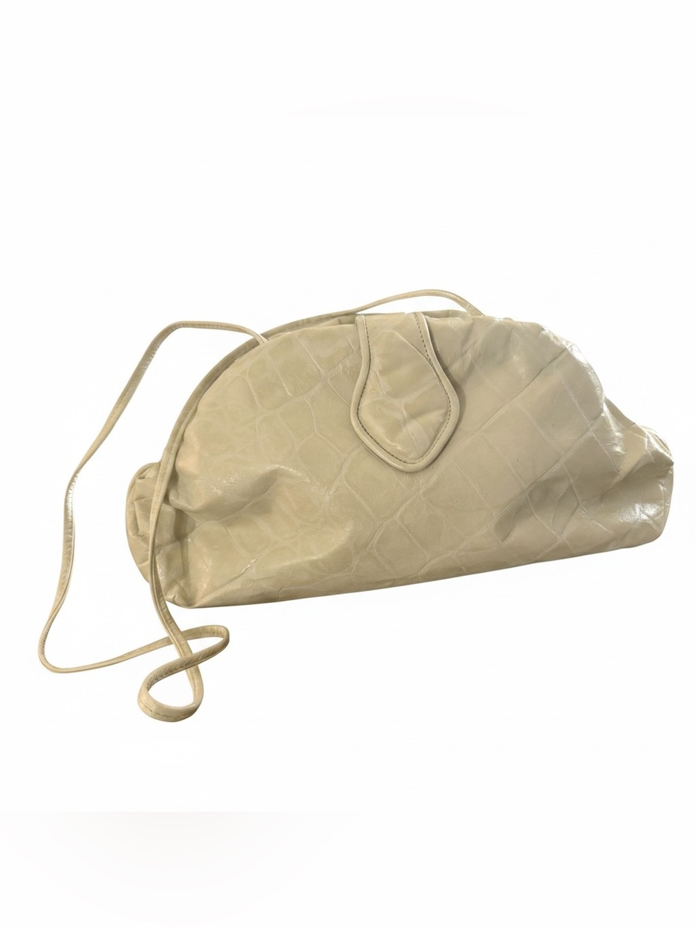 Vintage Fifth Avenue Handbag Cream Faux Croc Slouchy Pouch Shoulder Bag USA Made